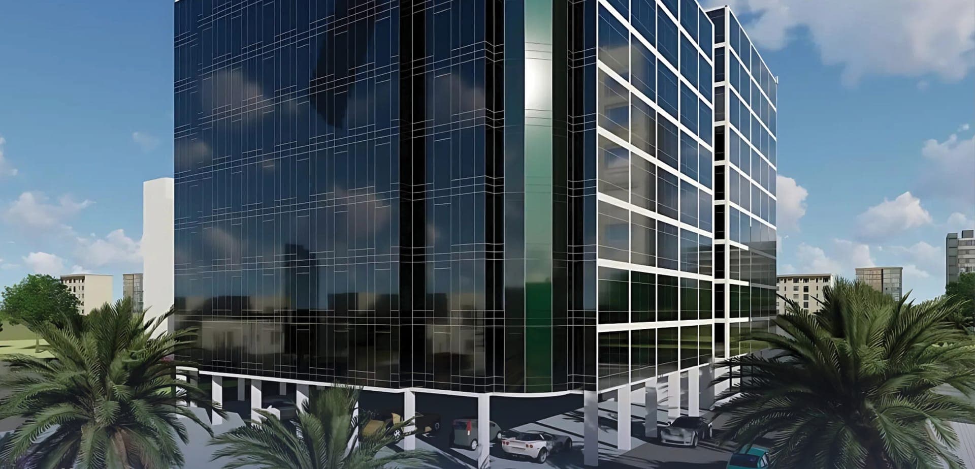 Curtain wall facade of Al Olaya Tower in Riyadh