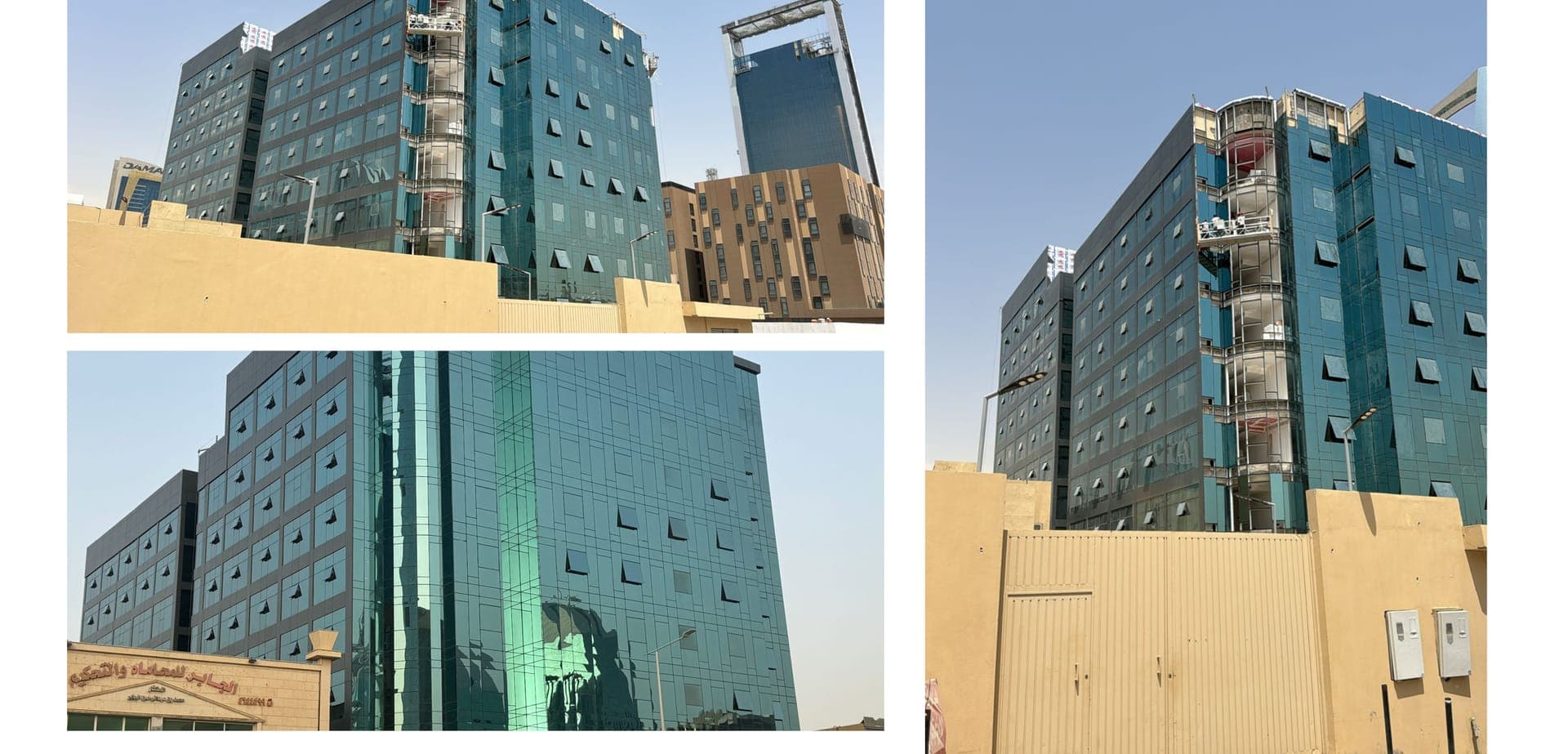 Curtain wall facade installation on a business tower in Riyadh