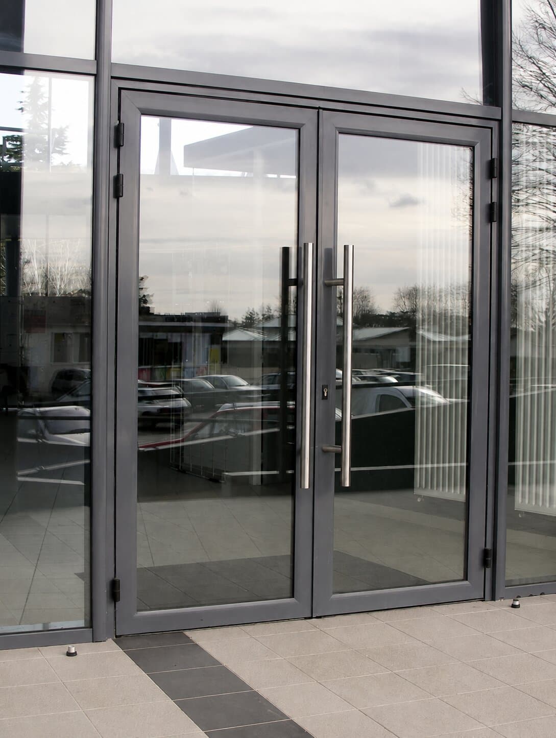 Aluminum door fabrication at an aluminum factory in Riyadh