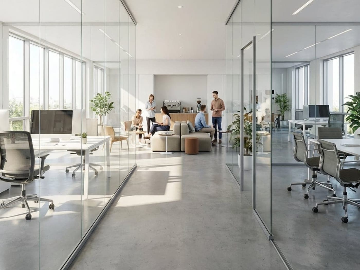 Frameless glass office partitions with aluminum channels